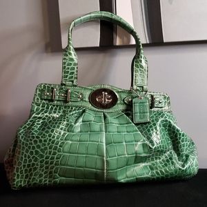 Coach Green embossed satchel 13919